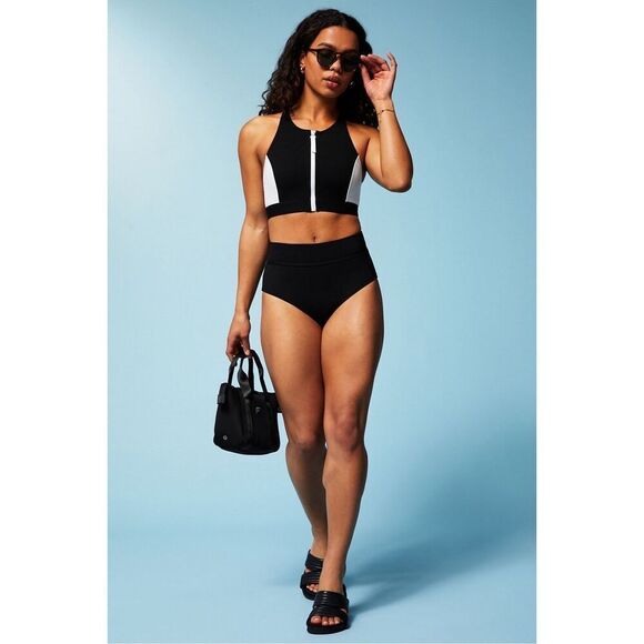 Fabletics Boardwalk High-Waisted Swim Bottom in Black Size Medium - Picture 2 of 9